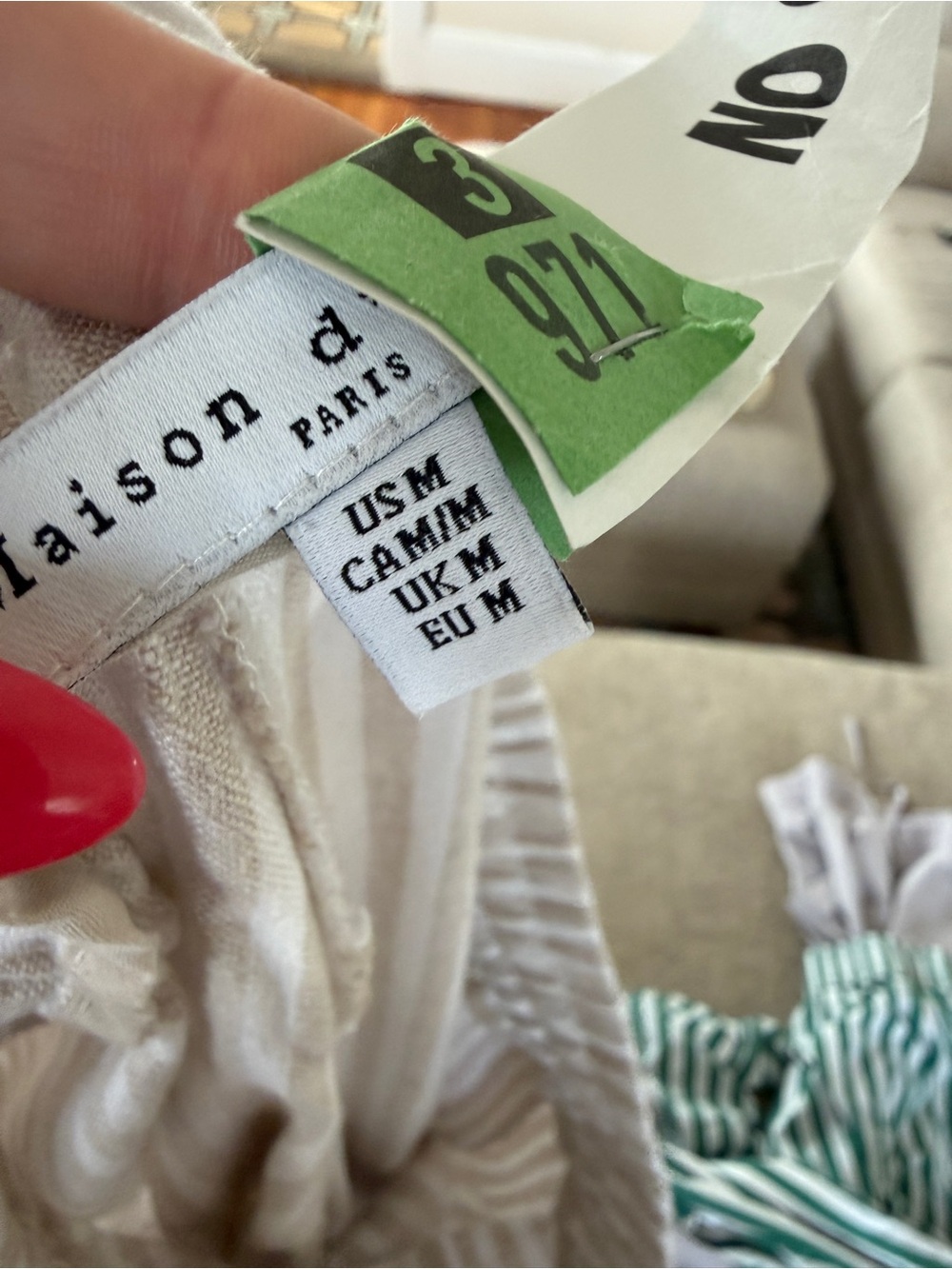 Beige Stripe Linen Blend Drawstring Lounge Pants Size M - Picture 5 of 5